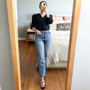 Modern Citizen Puff Shoulder Cotton and Silk Top